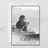 葬儀記念シンプル白黒写真 招待状 (正面)