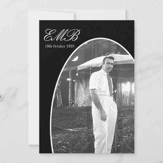 葬儀記念シンプル白黒写真 招待状 (正面)