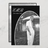 葬儀記念シンプル白黒写真 招待状 (正面/裏面)