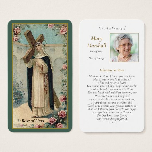 葬儀記念セントバラ祈りの言葉共感表 (正面&裏面)