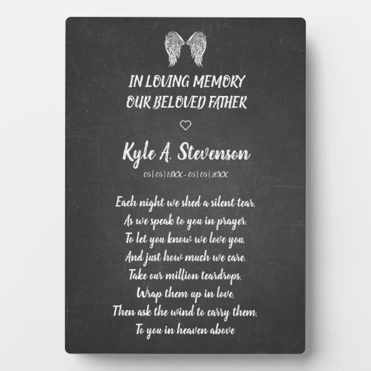 葬儀記念チョーク黒板効果親愛品 フォトプラーク (正面)