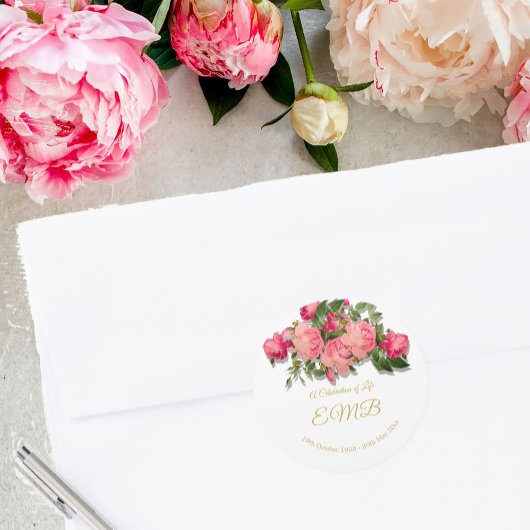 葬儀記念バラお祝い ラウンドシール