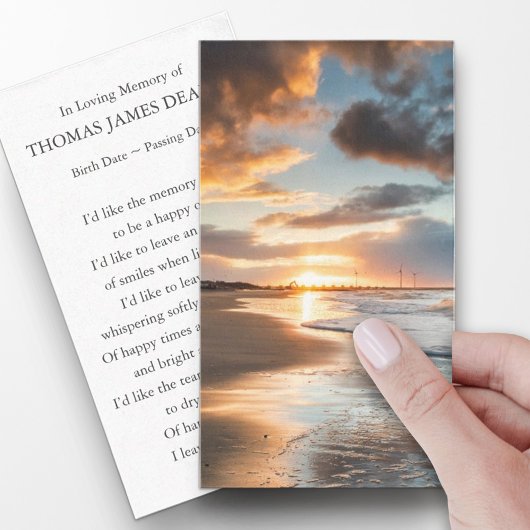 葬儀記念ビーチ祈りの言葉共感表 名刺