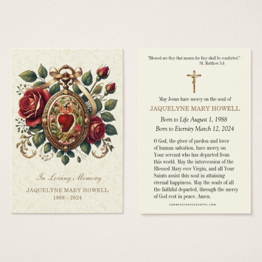 葬儀記念フローラ宗教祈りの言葉カード (正面&裏面)