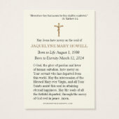 葬儀記念フローラ宗教祈りの言葉カード (裏面)