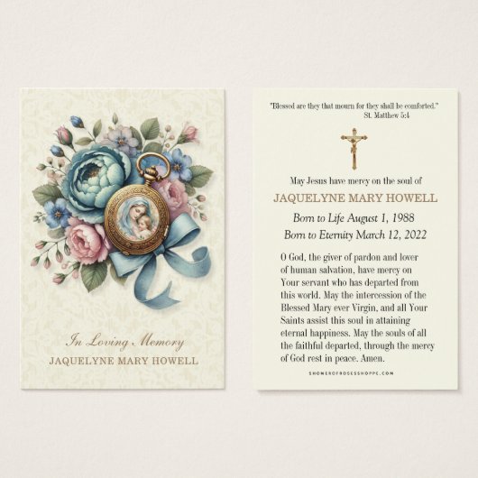 葬儀記念フローラ宗教祈りの言葉カード (正面&裏面)