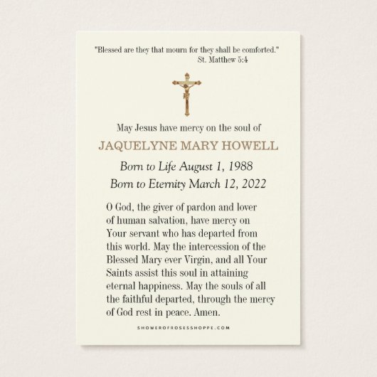 葬儀記念フローラ宗教祈りの言葉カード (裏面)