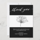 葬儀記念ブラックフローラサンキューカード 招待状 (正面)