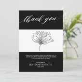 葬儀記念ブラックフローラサンキューカード 招待状 (スタンド正面)