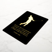 葬儀記念ブラック及び金ゴールドゴルフプレーヤー 箔招待状 (回転した状態)