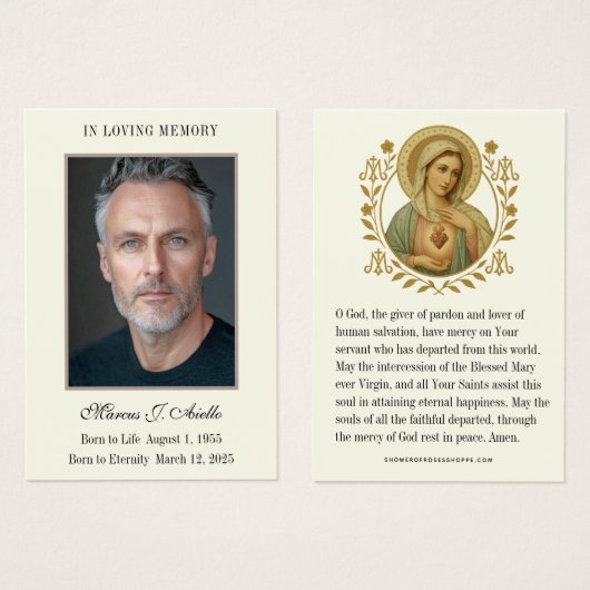 葬儀記念メアリー祈りの言葉写真 (正面&裏面)