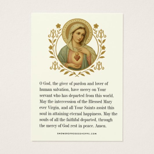 葬儀記念メアリー祈りの言葉写真 (裏面)