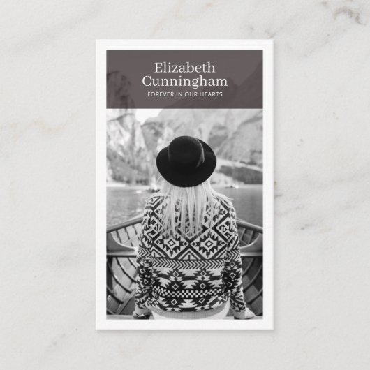 葬儀記念モダンとシンプル写真 名刺 (正面)