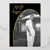 葬儀記念モダンのシンプル写真 箔招待状 (正面)