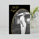 葬儀記念モダンのシンプル写真 箔招待状 (立ち正面)