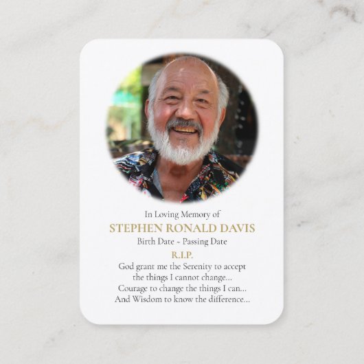 葬儀記念ヴァージンメアリー祈りの言葉共感表 名刺 (裏面)