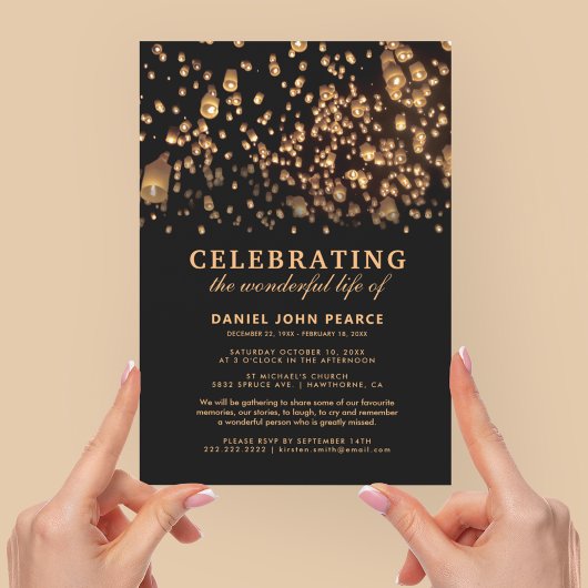 葬儀記念中国のスカイランタン 招待状