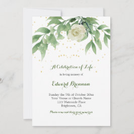 葬儀記念写真エレガントバラ葉 招待状