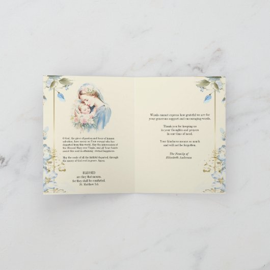 葬儀記念写真カトリック祈りの言葉ありがとう ノートカード (内部)