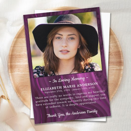 葬儀記念写真パーソナライズされた悔やみや弔慰 サンキューカード