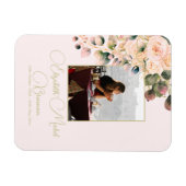 葬儀記念写真ピンクエレガントローズフローラ マグネット (横)