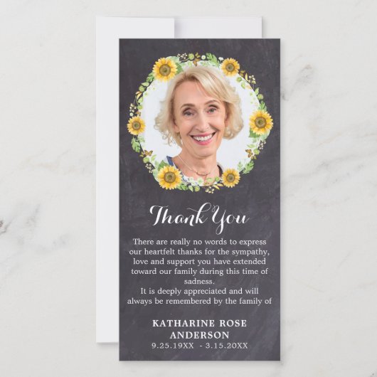 葬儀記念写真フローラシャルボード悔やみや弔慰 サンキューカード (正面)