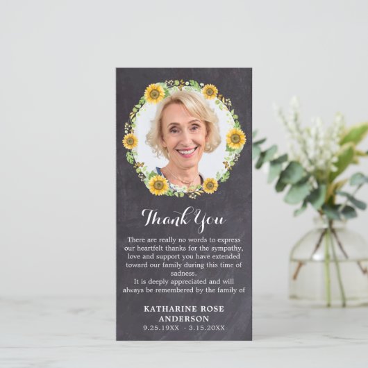 葬儀記念写真フローラシャルボード悔やみや弔慰 サンキューカード (スタンド正面)