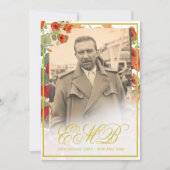 葬儀記念写真フローラ金ゴールドお祝い 招待状 (正面)