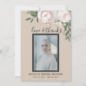 葬儀記念写真ベージュバラサンキューカード サンキューカード (正面)
