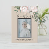 葬儀記念写真ベージュバラサンキューカード サンキューカード (スタンド正面)