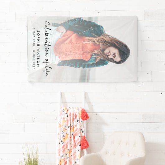 葬儀記念写真モダンお祝い・オブ・ライフ 横断幕 (インサイチュ)