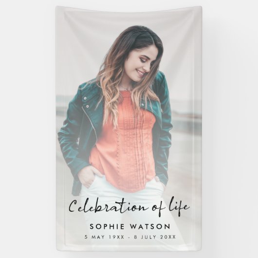 葬儀記念写真モダンお祝い・オブ・ライフ 横断幕 (縦)