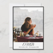 葬儀記念写真モノグラムエレガントブラックInv 招待状 (裏面)