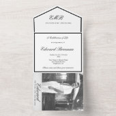 葬儀記念写真白黒シンプル オールインワン招待状 (内側)