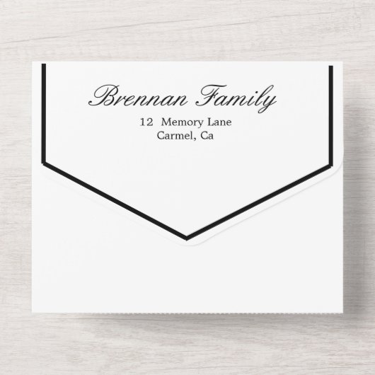 葬儀記念写真白黒シンプル オールインワン招待状 (裏面)