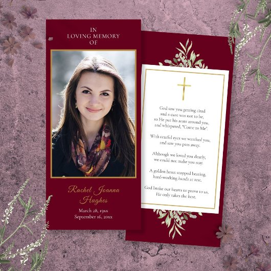 葬儀記念写真緑の祈りの言葉カード