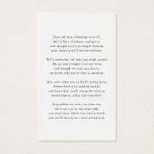 葬儀記念写真記念祈りの言葉カード (裏面)