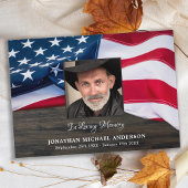 葬儀記念写真退役軍人悔やみや弔慰米国国旗 サンキューカード