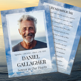 葬儀記念写真Remember Me祈りの言葉カード ノートカード