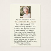 葬儀記念宗教写真祈りの言葉カード (裏面)