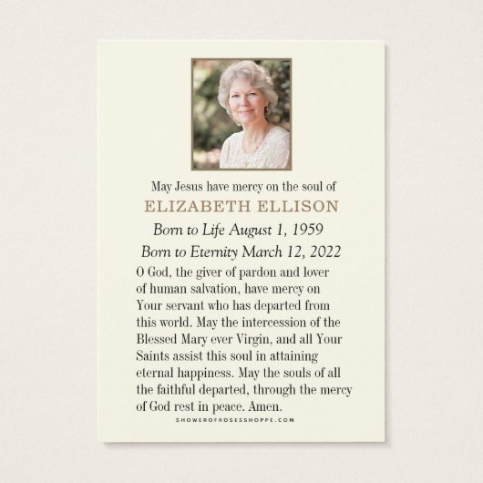 葬儀記念宗教写真祈りの言葉カード (裏面)