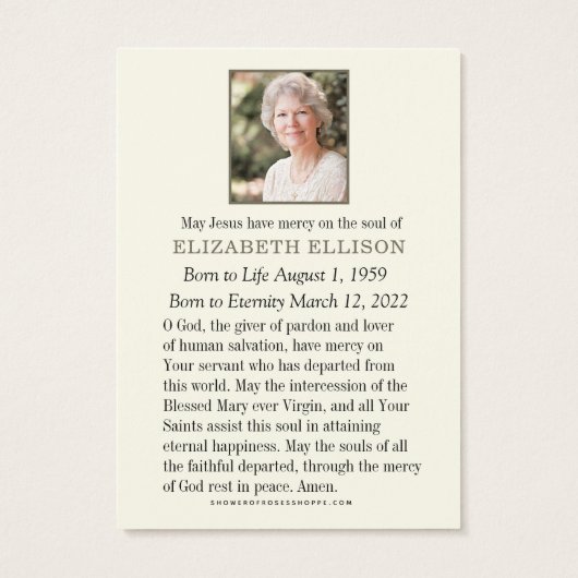 葬儀記念撮影祈りの言葉カード (裏面)