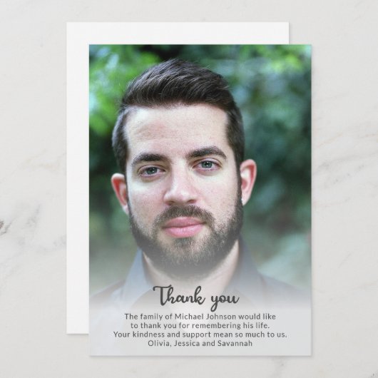 葬儀記念死別悔やみや弔慰カスタム写真 サンキューカード (正面/裏面)