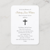 葬儀記念母マリア祈りの言葉共感表 名刺 (裏面)