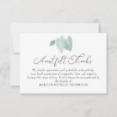 葬儀記念水彩壊れたハート葉 サンキューカード (正面)