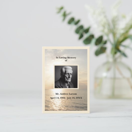 葬儀記念海サンライズ祈りの言葉カード 名刺 (スタンド正面)