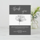 葬儀記念灰色フローラサンキューカード 招待状 (スタンド正面)