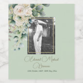 葬儀記念男性写真エレガントバラフローラ ワインラベル (シングルラベル)