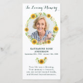 葬儀記念祈りの言葉カードひまわり写真 (正面)