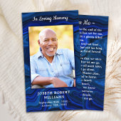 葬儀記念祈りの言葉カードブルーマーブルフォト コーリングカード